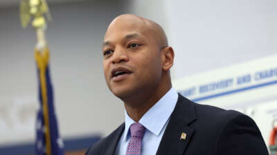 Maryland Gov. Wes Moore speaks at an event on the Biden Administration's workforce initiative plan at Carver Vocational School on November 13, 2023, in Baltimore, Maryland.