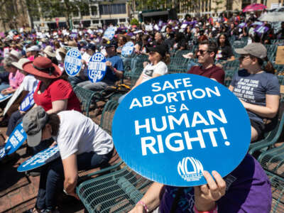Abortion rights advocates march and rally in support of the Yes On 4 campaign in downtown Orlando, Florida, against the six-week ban on November 5, when Florida voters will vote on whether to allow the right to an abortion in Florida on April 13, 2024.