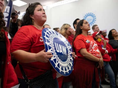 UAW members attend a rally in support of the labor union strike at the UAW Local 551 hall on October 7, 2023, in Chicago, Illinois.