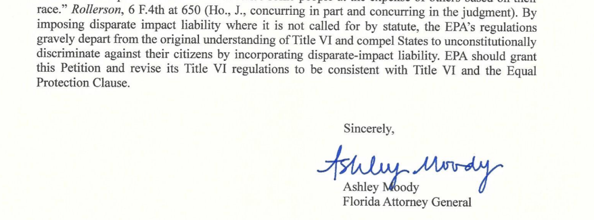Letter from Florida Attorney General Ashley Moody