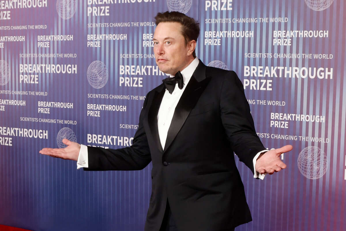 Elon Musk attends the 2024 Breakthrough Prize Ceremony at Academy Museum of Motion Pictures on April 13, 2024, in Los Angeles, California.