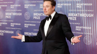 Elon Musk attends the 2024 Breakthrough Prize Ceremony at Academy Museum of Motion Pictures on April 13, 2024, in Los Angeles, California.