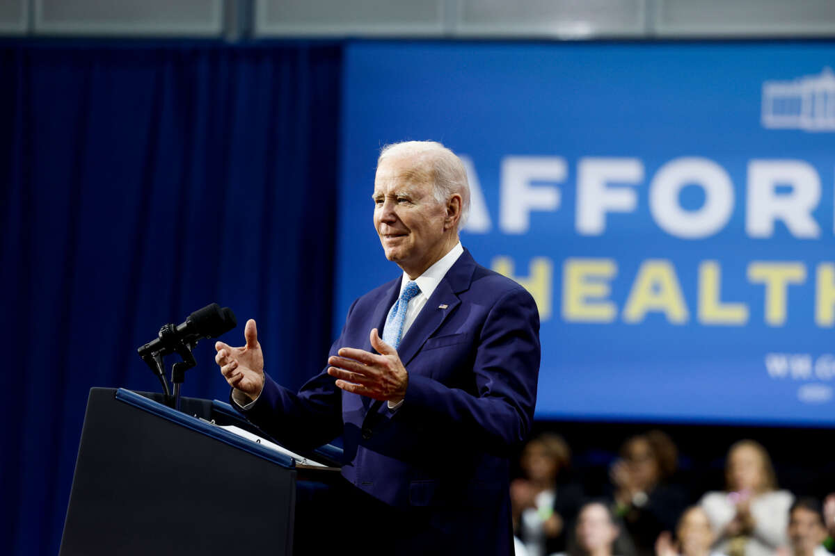 President Joe Biden delivers remarks at the Kempsville Recreation Center on February 28, 2023, in Virginia Beach, Virginia.