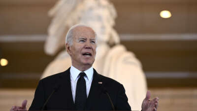 President Joe Biden speaks at the annual Days of Remembrance ceremony for Holocaust survivors at the U.S. Capitol in Washington, D.C., on May 7, 2024.