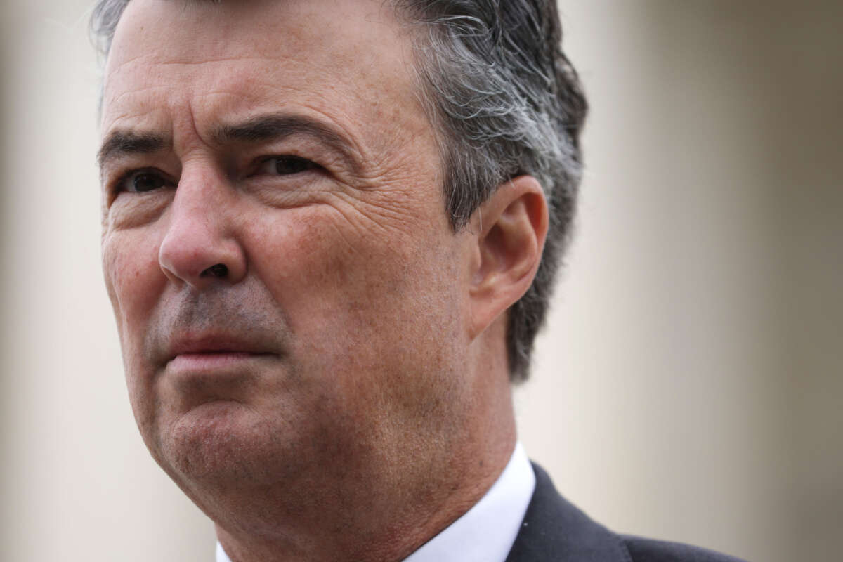 Attorney General of Alabama Steve Marshall speaks to members of the press at the U.S. Supreme Court on October 4, 2022, in Washington, D.C.