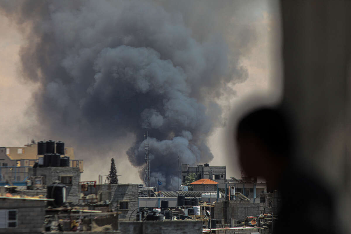 Smoke rises following Israeli airstrikes in Rafah, Gaza City, on May 7, 2024.