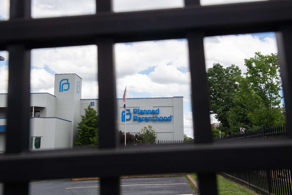 The outside of the Planned Parenthood Reproductive Health Services Center is seen through a gate in St. Louis, Missouri, on May 30, 2019.