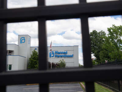 The outside of the Planned Parenthood Reproductive Health Services Center is seen through a gate in St. Louis, Missouri, on May 30, 2019.