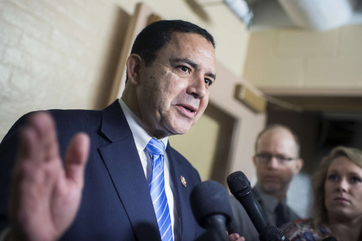 Rep. Henry Cuellar talks with reporters in the Capitol after a meeting of House Democrats on June 27, 2019, in Washington, D.C.