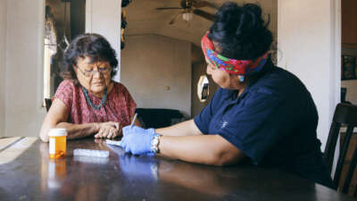 Woman with home health aid