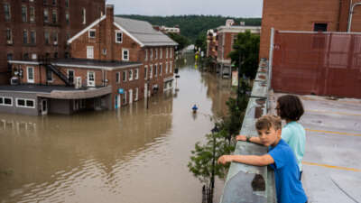Children observe flooding in Vermont