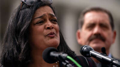 Rep. Pramila Jayapal speaks during a Congressional Progressive Caucus news conference at the Capitol on May 16, 2024, in Washington, D.C.