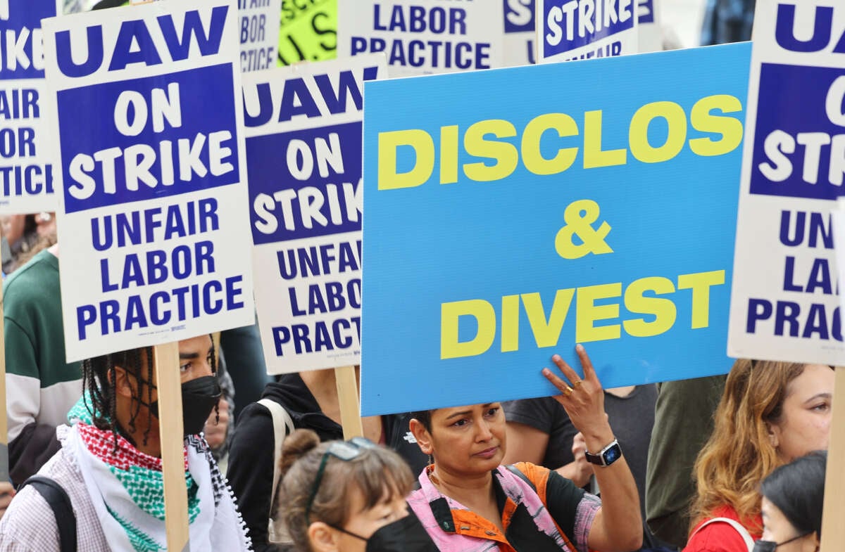 University of California, Los Angeles (UCLA) academic workers from United Auto Workers Local 4811 picket on the first day of their strike on May 28, 2024, in Los Angeles, California.