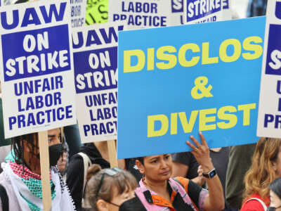 University of California, Los Angeles (UCLA) academic workers from United Auto Workers Local 4811 picket on the first day of their strike on May 28, 2024, in Los Angeles, California.