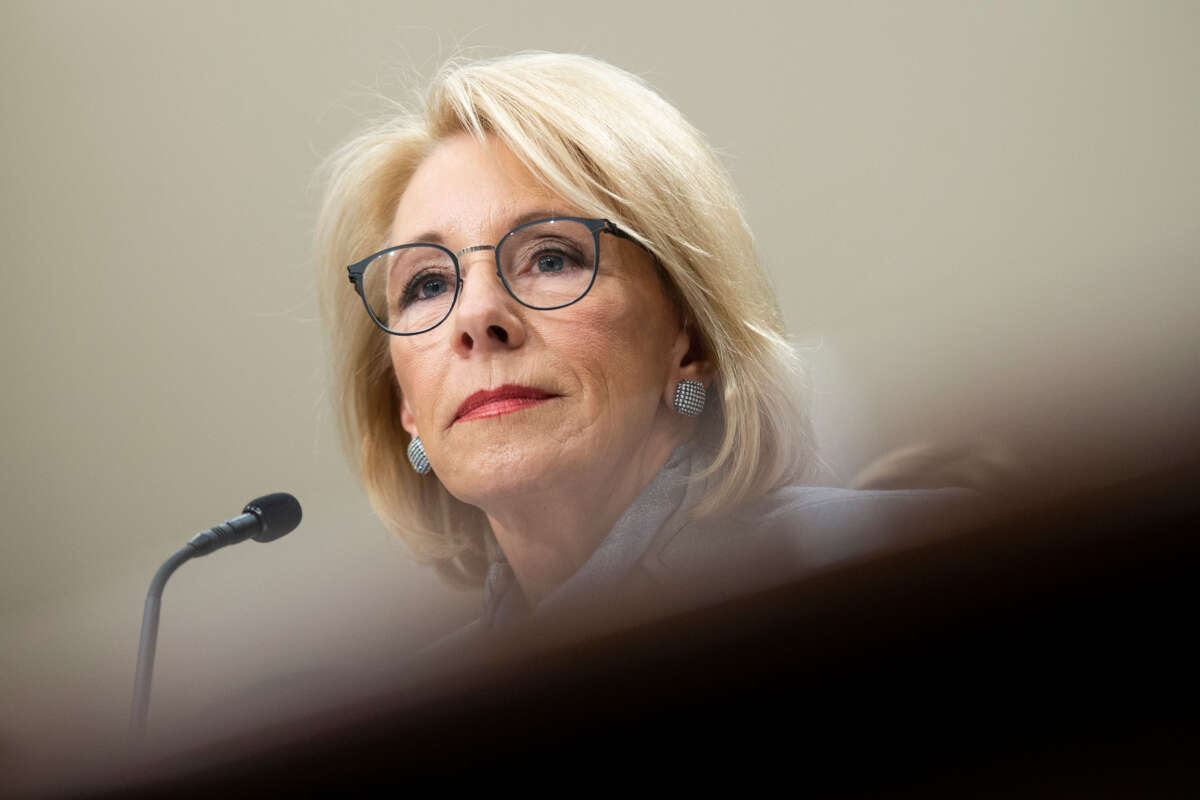 Then-Education Secretary Betsy DeVos testifies before the House Appropriations Committee's Labor, Health and Human Services, Education and Related Agencies Subcommittee in Washington, D.C., on February 27, 2020.