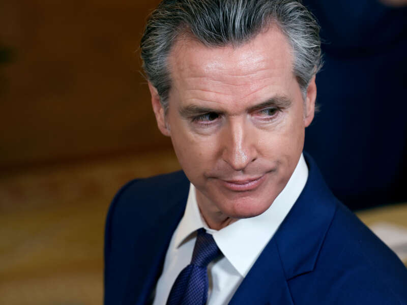 California Gov. Gavin Newsom attends an event with fellow governors in the East Room of the White House on February 23, 2024, in Washington, D.C.