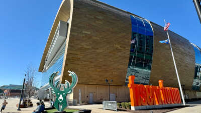 A view of the Fiserv Forum, venue for the July 2024 Republican National Convention, in Milwaukee, Wisconsin, on April 8, 2024.