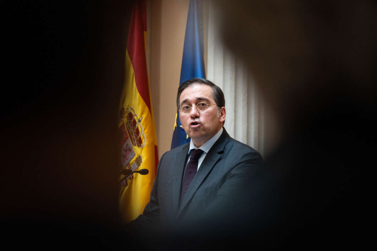 The minister of Foreign Affairs, European Union and Cooperation, José Manuel Albares, speaks during a press conference at the Palacio de Viana, on June 6, 2024, in Madrid, Spain.