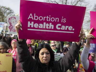 People gather to rally on broad access to the abortion pill outside the U.S. Supreme Court in Washington, D.C., on March 26, 2024.