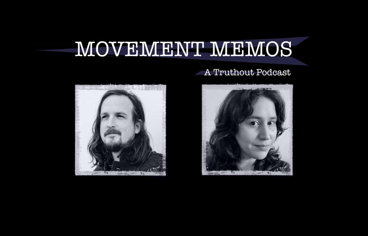 Banner image for Movement Memos, a Truthout podcast, featuring guest Brian Merchant and host Kelly Hayes