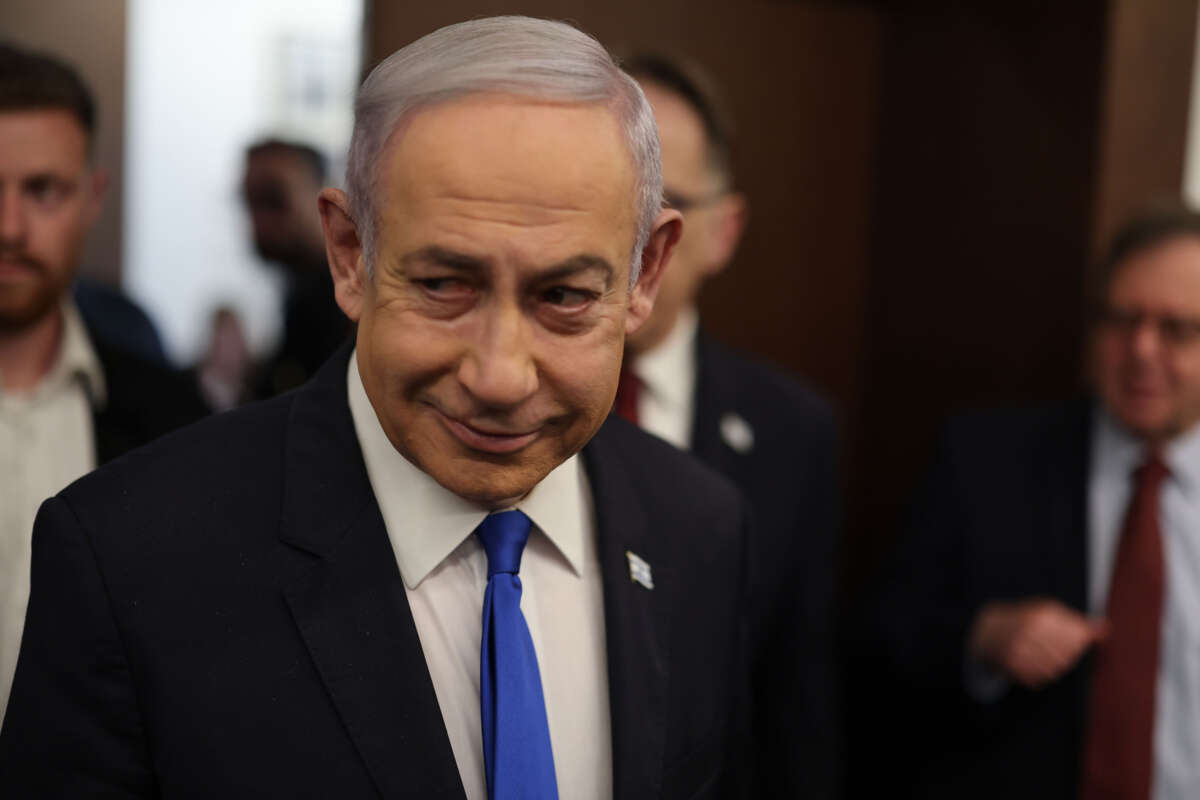 Benjamin Netanyahu, Israel's Prime Minister, arrives for a meeting in Jerusalem, Israel, on April 17, 2024.