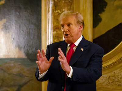 Former President Donald Trump speaks at a dinner at Mar-a-Lago on June 5, 2024, in West Palm Beach, Florida.