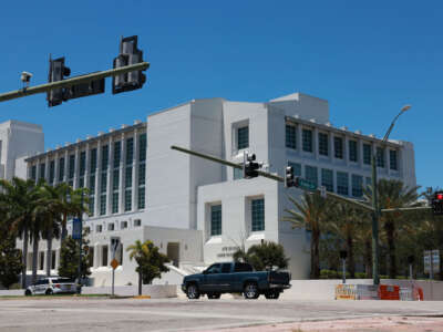 The Alto Lee Adams Sr. United States Courthouse, where U.S. District Judge Aileen Cannon is holding a hearing regarding former President Donald Trump on May 22, 2024, in Fort Pierce, Florida.