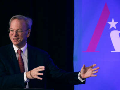 Executive Chairman of Alphabet Inc., Google's parent company, Eric Schmidt speaks during a National Security Commission on Artificial Intelligence (NSCAI) conference November 5, 2019, in Washington, D.C.