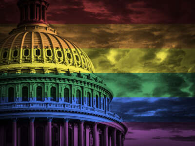 US Capitol with LGBTQ Pride flag overlaid