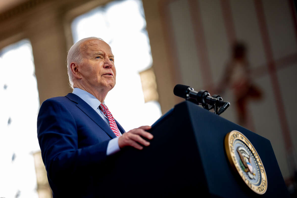 President Joe Biden speaks during a campaign rally at Girard College on May 29, 2024, in Philadelphia, Pennsylvania.