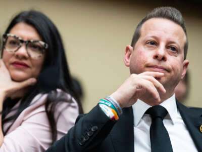Reps. Jared Moskowitz and Rashida Tlaib attend a House Oversight and Accountability Committee hearing in Rayburn Building on March 20, 2024.
