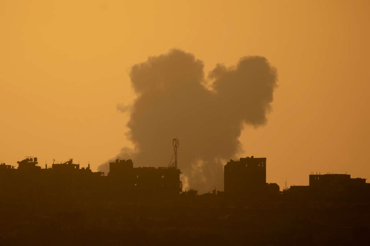 Smoke rises over the Gaza Strip after an Israeli bombardment as seen from the Israeli side of the border on June 24, 2024, in Southern Israel, Israel.
