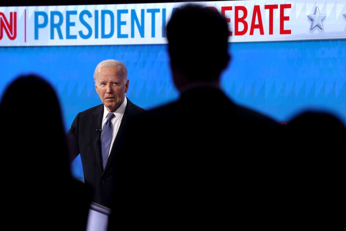 President Joe Biden participates in the CNN Presidential Debate at the CNN Studios on June 27, 2024, in Atlanta, Georgia.