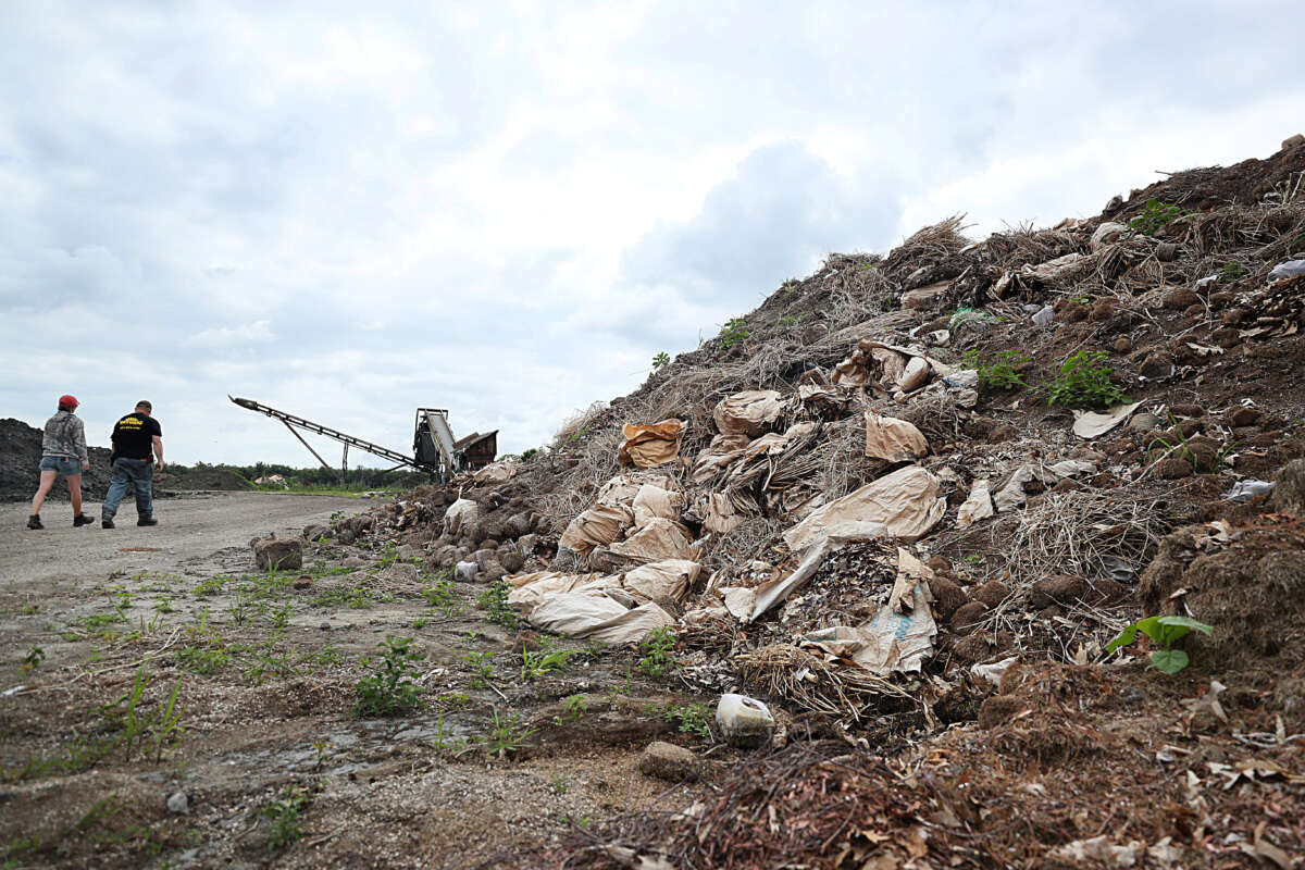 Some of the composting piles at Massachusetts Natural Fertilizer in Westminster, Massachusetts. PFAS chemicals infiltrated the drinking water of at least 200 residents' homes in the area.