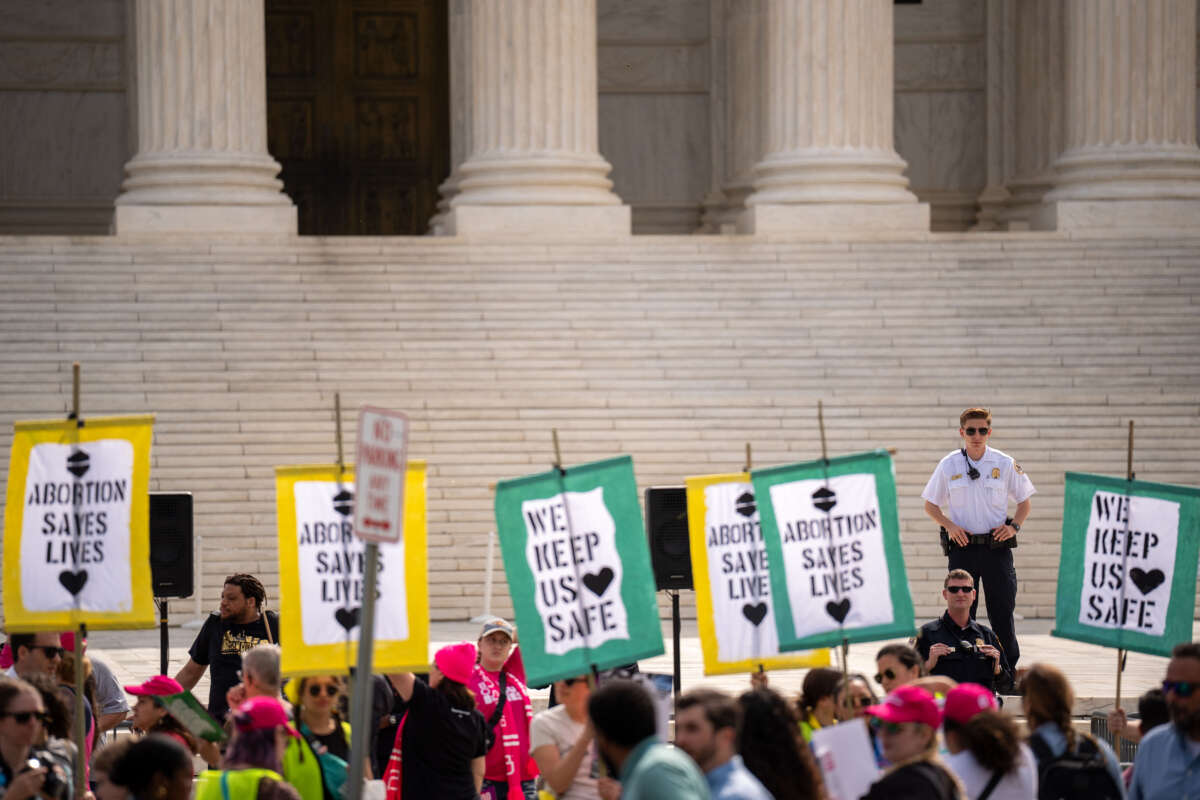 Abortion rights supporters rally outside the Supreme Court on April 24, 2024, in Washington, D.C.