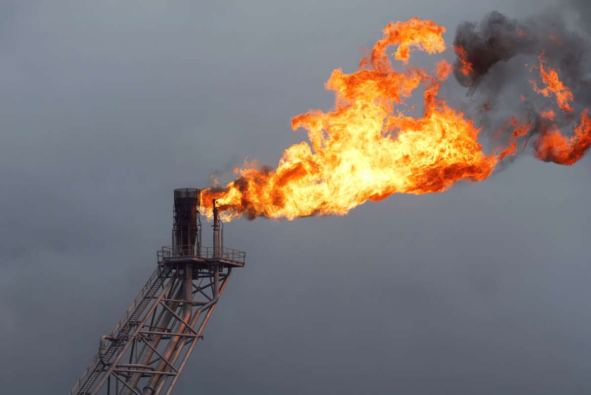 Flame from a gas flare is pictured