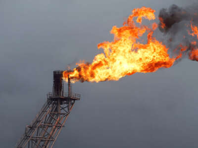 Flame from a gas flare is pictured