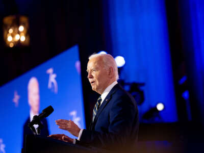 President Joe Biden speaks during a NATO 75th anniversary celebratory event at the Andrew Mellon Auditorium on July 9, 2024, in Washington, D.C.