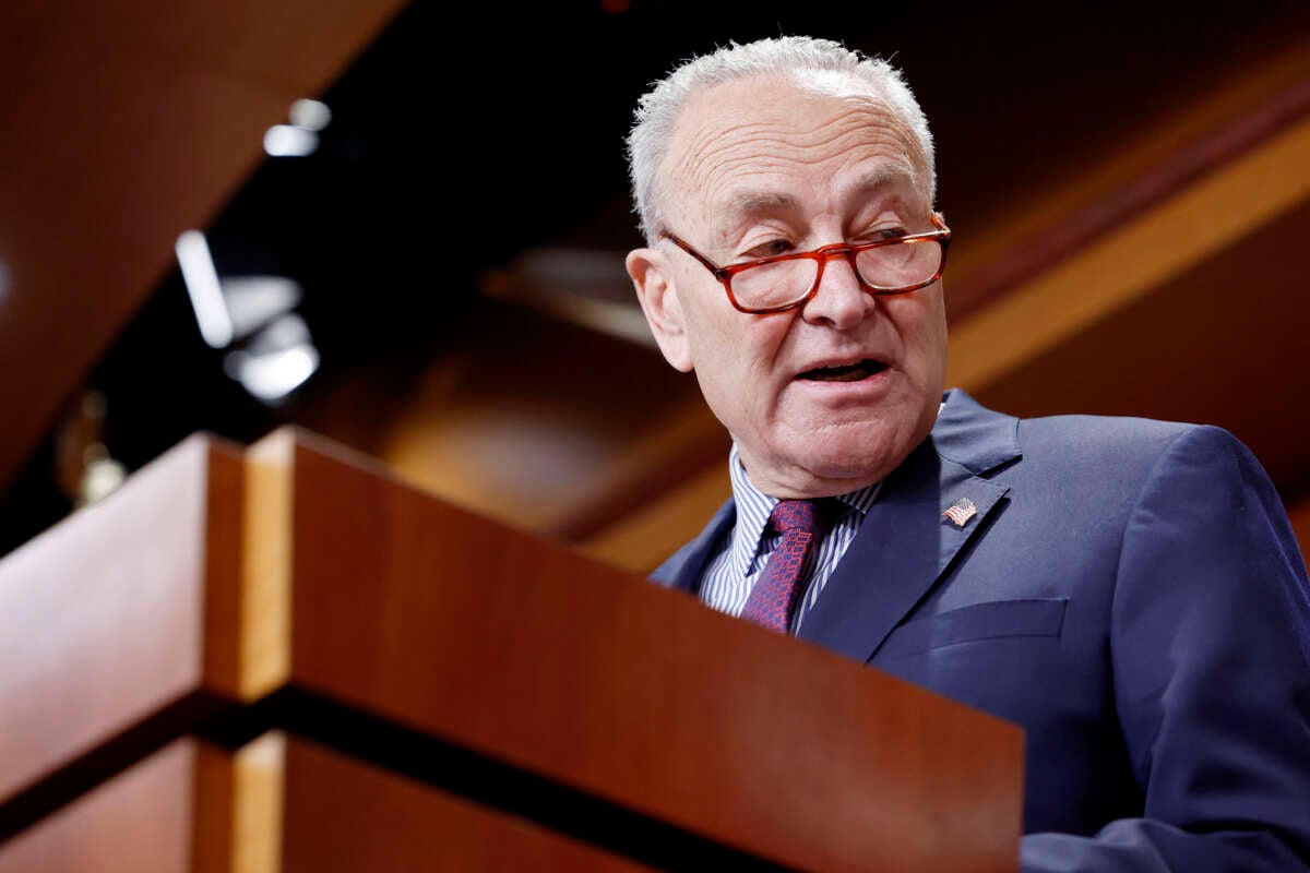 Senate Majority Leader Chuck Schumer speaks during a news conference on reproductive rights at the U.S. Capitol Building on June 18, 2024, in Washington, D.C.