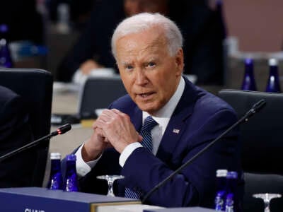 President Joe Biden delivers remarks at a meeting of the heads of state of the North Atlantic Council at the 2024 NATO Summit on July 10, 2024, in Washington, D.C.