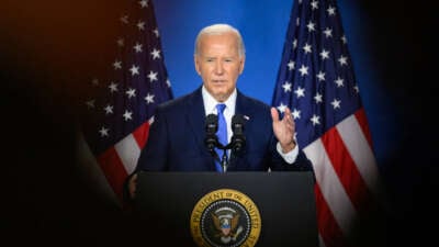 President Joe Biden speaks during a press conference at the close of the 75th NATO Summit at the Walter E. Washington Convention Center in Washington, D.C., on July 11, 2024.