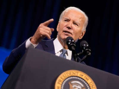President Joe Biden speaks during the 115th National Association for the Advancement of Colored People (NAACP) National Convention in in Las Vegas, Nevada, on July 16, 2024.