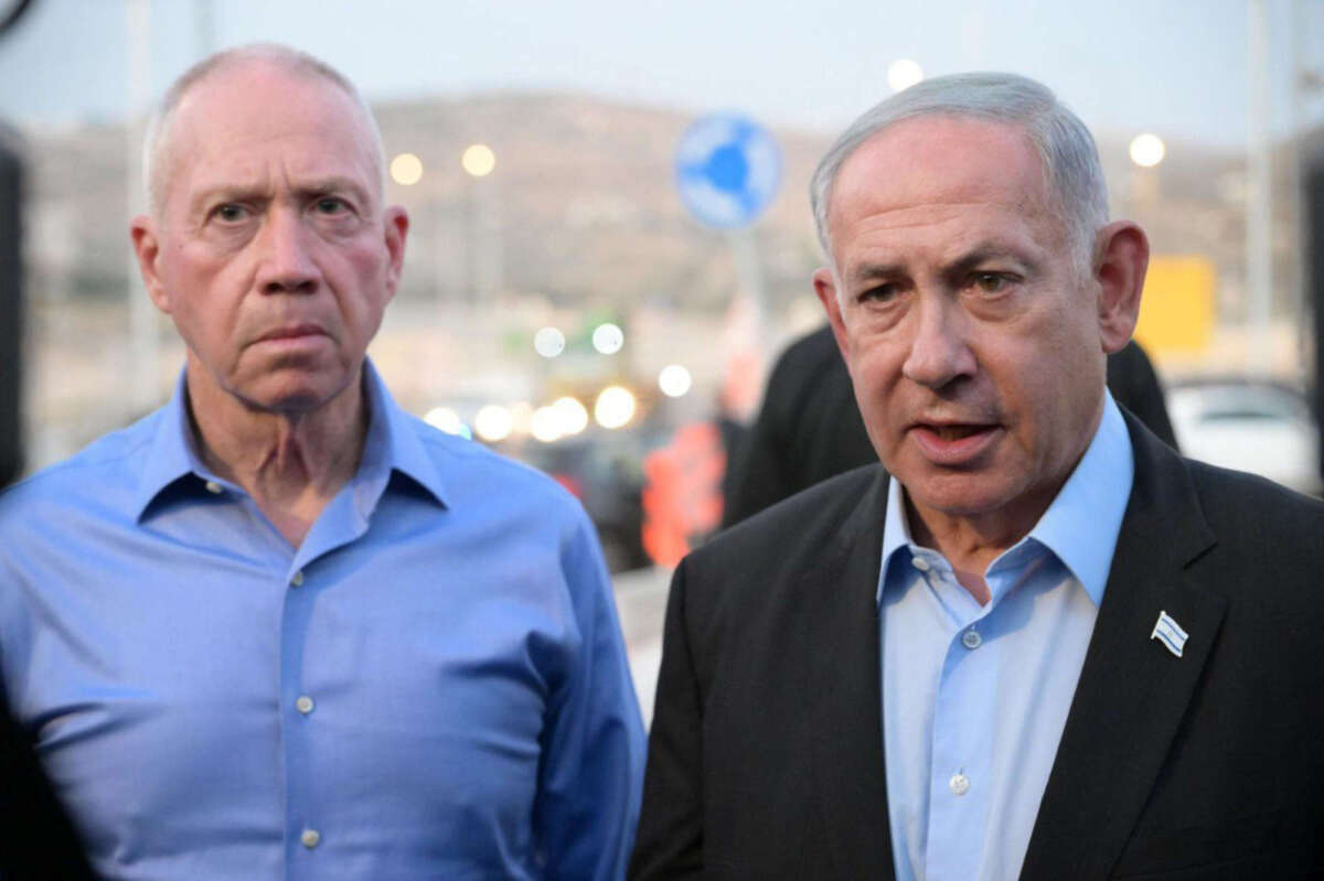 Israeli Prime Minister Benjamin Netanyahu (right) and Israeli Defense Minister Yoav Gallant visit Hebron, West Bank, on August 21, 2023.
