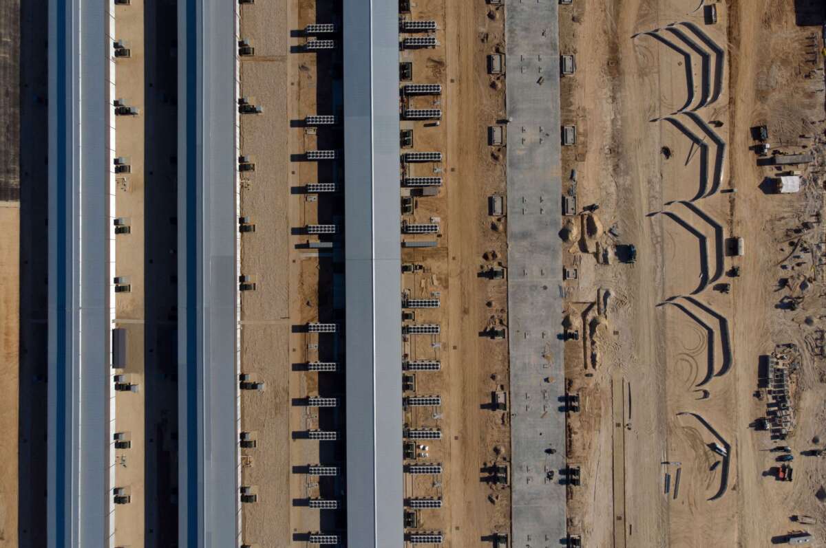 An aerial view of the Whinstone U.S. Bitcoin mining facility in Rockdale, Texas, on October 9, 2021.