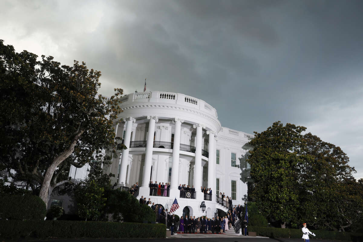 U.S. President Joe Biden and First Lady Jill Biden participate in a group photo with NATO Allies and partners on the South Lawn of the White House on July 10, 2024, in Washington, D.C.