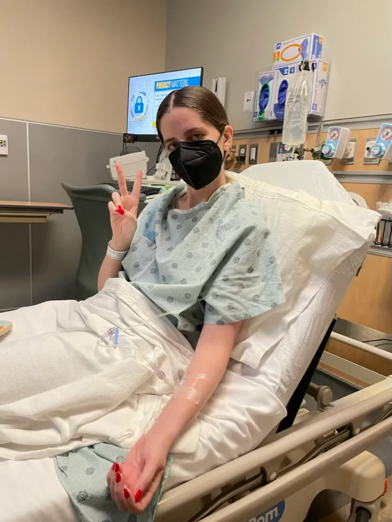Kate Hilts delayed scheduling her next life-saving kidney infusion due to a July 7 letter threatening to cut off the health insurance of National Education Association Staff Organization members. In this photo from 2023, she prepares for a biopsy.