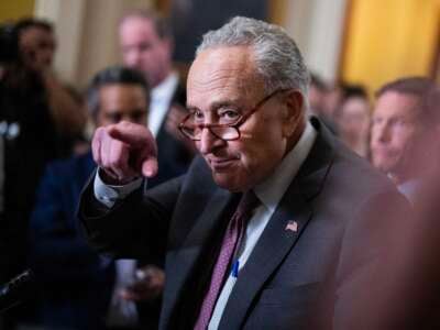 Senate Majority Leader Charles Schumer conducts a news conference after the senate luncheons in the U.S. Capitol on July 30, 2024.