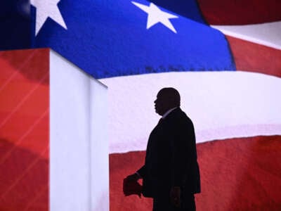 Lt. Gov. of North Carolina Mark Robinson arrives to speak during the first day of the 2024 Republican National Convention at the Fiserv Forum in Milwaukee, Wisconsin, on July 15, 2024.