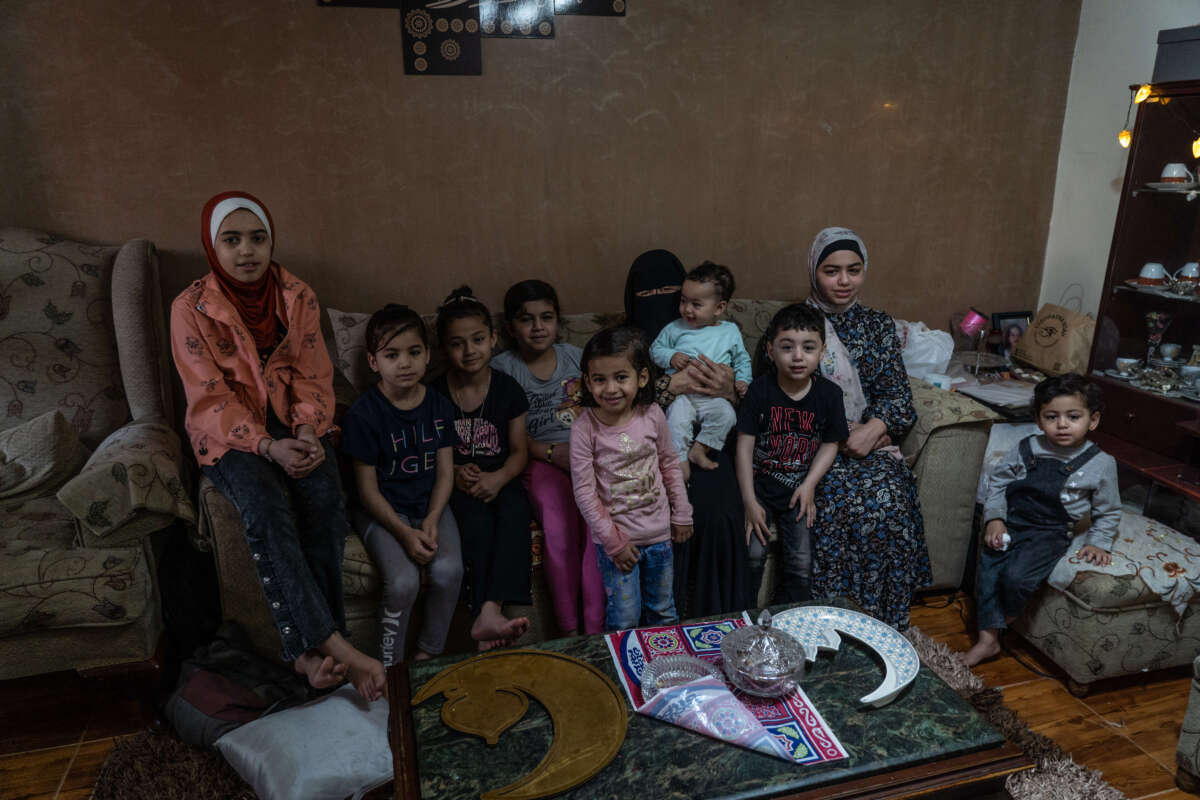 Bothaina Jabr with all of her nine children in Cairo.