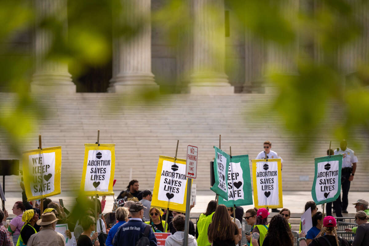 Abortion rights supporters rally outside the Supreme Court on April 24, 2024, in Washington, D.C.